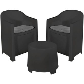 Dmora Set salotto da esterno Artax, Composizione da giardino con 2 poltrone e 1 tavolino, Salottino indoor e outdoor con cuscini, 100% Made in Italy
