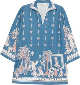 Alemais Acacia Collared Graphic-print Mini Dress