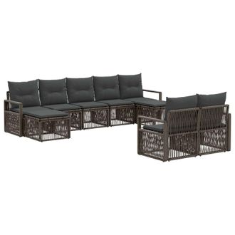 vidaXL Conjunto De Sof&aacute;s De Jard&iacute;n 9 Pcs Gris Rat&aacute;n Sint&eacute;tico Vidaxl