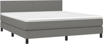 vidaXL Cama Box Spring Con Colch&oacute;n Tela Gris Oscuro 180x200 Cm Vidaxl