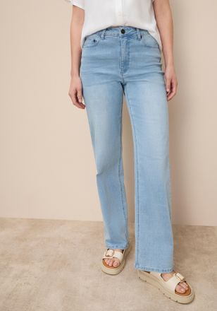 Tamaris Weite Jeans TAMARIS, Damen, Gr. 34, N-Gr, blau (lightblau us), Denim/Jeans, Obermaterial: 74% Baumwolle, 24% Polyester, 2% Elasthan, unifarben, figurb