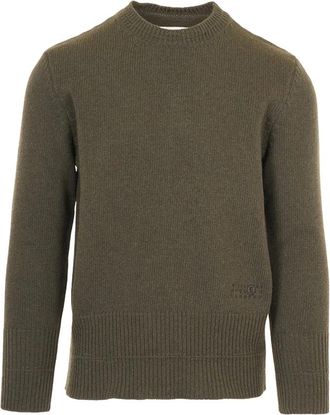 Maison Margiela Crewneck Costa Logo Ric - Heren - Ronde hals truien - Groen - M - Wol - Truien & Vesten
