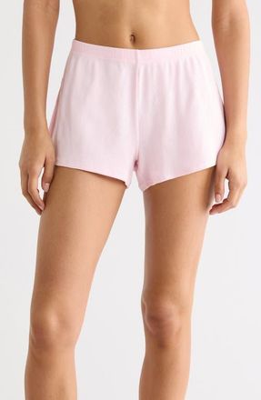 SKIMS Stretch Cotton Rib Loose Shorts in Cherry Blossom at Nordstrom, Size X-Large