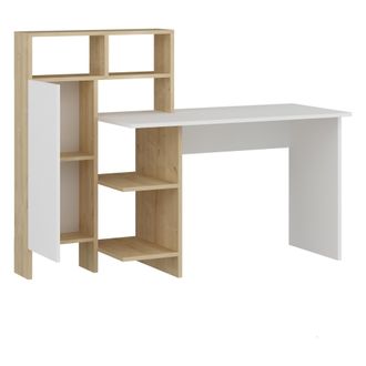 Dmora Escritorio Jato, 7 Estantes, Una Puerta, 7 Espacios, 71x60x74h Cm Blanco