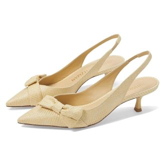 Stuart Weitzman Sofia 50 Pump Womens Wheat Kitten Heel Slingback HTAT1046