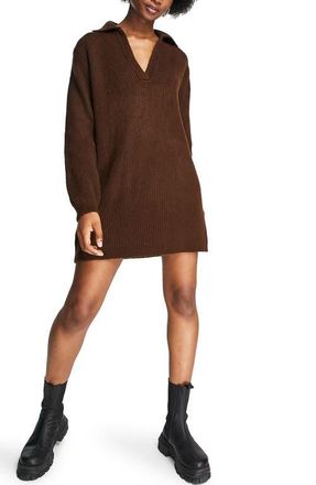 Topshop Rib Sweater Dress in Brown at Nordstrom, Size Small