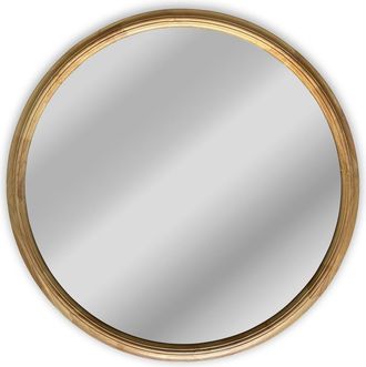 Chloe Lighting Reflection Contemporary Maple Wood Finish Round Framed Wall Mirror 36 Width