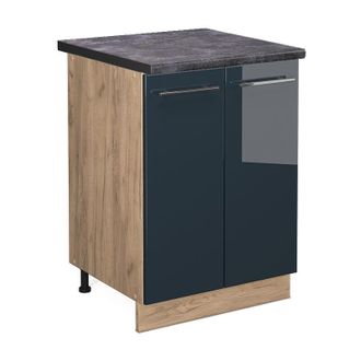 Vicco Mueble Bajo Fame-line, Azul Oscuro Alto Brillo, 60 Cm, Et Antracita