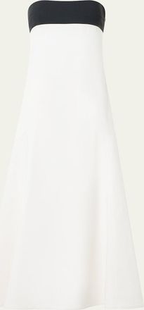 Akris Strapless Denim A-Line Ankle Dress