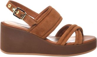 Baldinini Suede Wedge Sandal - Dames - Sleehakken - Bruin - 39 EU - Leer - Schoenen