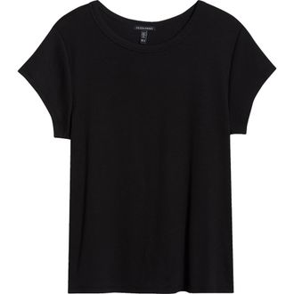 Eileen Fisher Rib Crewneck Organic Cotton T-Shirt in Black at Nordstrom, Size 2 X