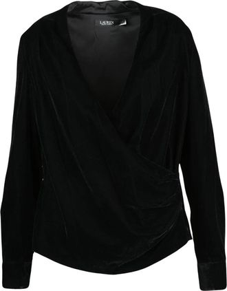 Ralph Lauren Fluwelen Blouse - Dames - Blouses - Zwart - S - Polyester - Overhemden