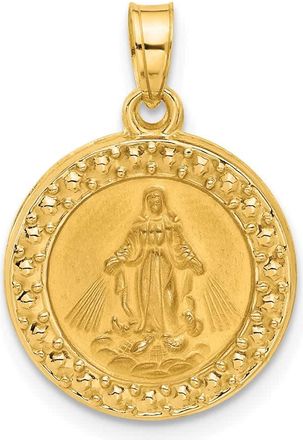 Diamond2Deal 14k Yellow Gold Hollow Miraculous Mary Plain Back Medal