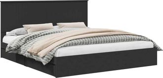 vidaXL Bed Frame with Drawer Manual Black 180 x 200 cm Engineered Wood vidaXL