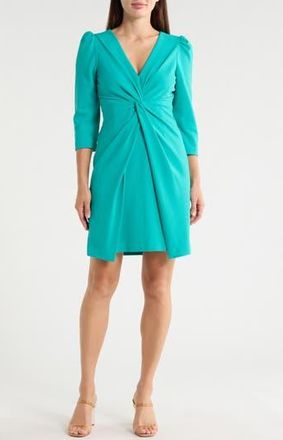 Julia Jordan Knotted Three-Quarter Sleeve Minidress in Aqua Fresh at Nordstrom Rack, Size 16