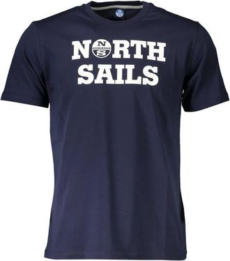 North Sails Tops, Heren, Blauw, M, Blauw T-shirt met korte mouwen en logo
