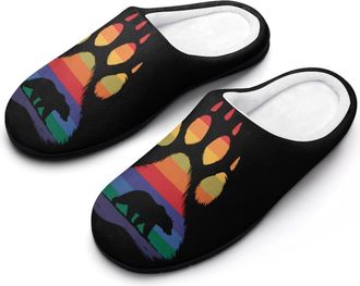 Generic LGBT Gay Rainbow Bear Paw Womens Slippers Winter Warm House Shoes Indoor Outdoor Hotel Slipper