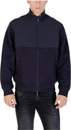 A|X Armani Exchange Blazer met lange mouwen en ritssluiting en zakken aan de voorkant - Heren - Vesten met rits - Blauw - XL - Katoen - Hoodies & sweatvesten