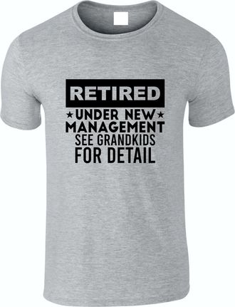 Generic Grandad T-Shirt Retired Under New Management See Grandad Kids for Detail Xmas Gift Top (UK, Alpha, L, Regular, Regular, Heather Grey)