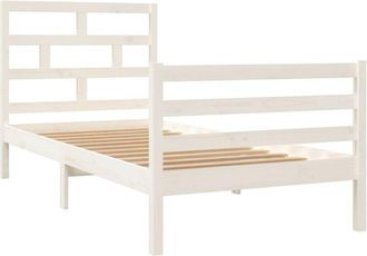 vidaXL 3101269 Bed Frame without Mattress White Solid Wood 90x200 cm (810416+814175) Vidaxl