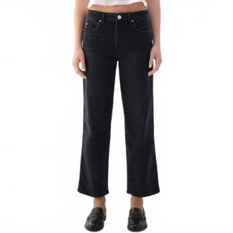 Amo Billie Wide Straight Leg Jeans In So Good Black