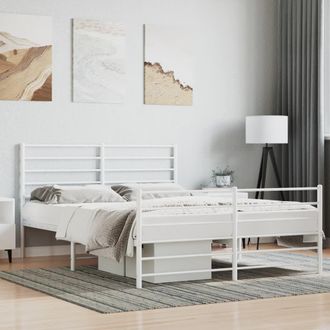 Berkfield Home Metal Bed Frame with Headboard & Footboard White 160x200 cm