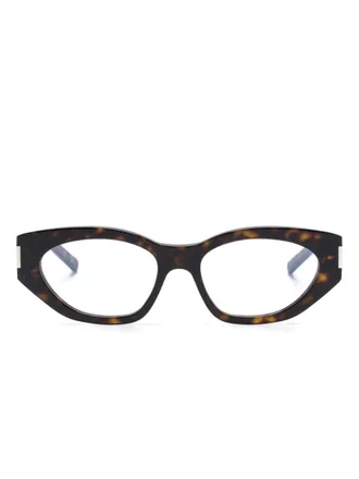 Saint Laurent Eyewear cat-eye tortoiseshell-effect glasses - women - Acetate - 55 - Brown