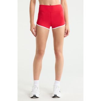 YEAR OF OURS Sporty High Waist Shorts in Cherry/white at Nordstrom, Size X-Large