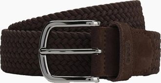 HUGO BOSS Mens Boss Black Sash Woven Belt Dark Brown - Size: UK 32