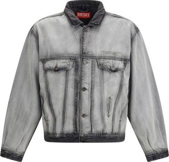 Diesel Gray Cotton Denim Mens Jacket