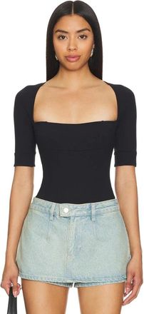 Free People Womens Free People Everly Bodysuit Black Cutout Back Square Neck GBO1028
