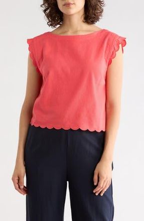 Ellen Tracy Scalloped Crop Tank in Coral at Nordstrom Rack, Size X-Large