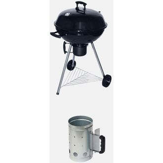Sweeek Sweeek - Barbecue a sfera a carbone, griglia e affumicatore 57cm con ruote e camino di accensione