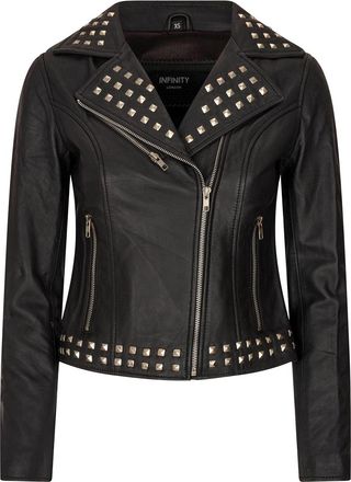 TruClothing Cross Zip Studded Brando Biker Leather Jacket