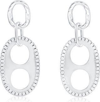 Suzy Levian Double Circle Drop Earrings in Silver at Nordstrom Rack