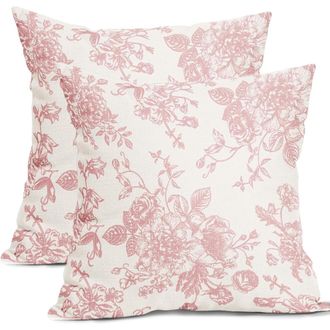 OEM Funda De Almohada Azul Con Estampado Floral De 45 X 45 Cm, Juego De Dos Piezas De Fundas De Coj&iacute;n Cuadradas De Algod&oacute;n Y Lino De Estilo Chino Vintage,