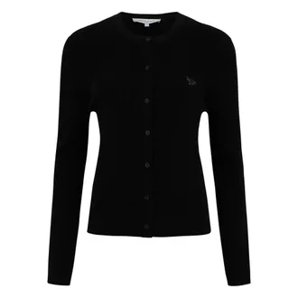 Maison Kitsun&eacute; Cardigans, female, Black, Size: XS Baby Fox Pleat Rib Cardigan