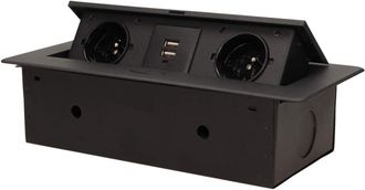 OEM Regleta De Enchufes Retr&aacute;ctiles Con 2 Tomas De 230 V + 2 Tomas Usb, Color Negro