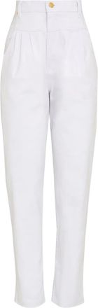 Amapô Broek toelopende pijpen en geplooid detail - Wit