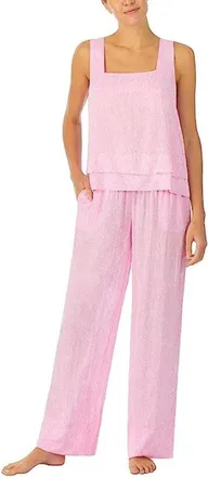 Sanctuary Pajama Sets Womens Pink Relaxed Fit Square Neck Wide Leg DDR2916