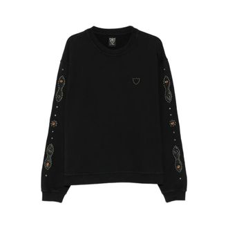 HTC Sweatshirts, male, Black, Size: XL Moustache Stud-embellished Sweatshirt