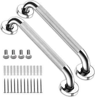 OEM Barra De Apoyo De Pared, Agarre Extra, 50 Cm, 2 Piezas, Barra De Apoyo Antideslizante, Asa De Ba&ntilde;o, Escaleras, Di&aacute;metro Del Tubo 25 Mm, Plateado