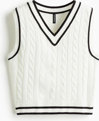 H&M Pullunder in Zopfstrick - White