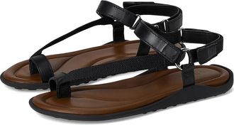 Vince Summer Strappy Sandals Womens Wedge Shoes Black Leather/Fabric : 5.5 M, Leather/Textile