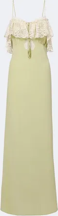 Chlo&eacute; Chlo&eacute; Lace-trimmed silk cr&ecirc;pe de chine maxi dress
