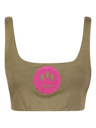 Barrow ribbed logo-detail top - Green