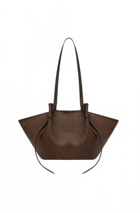 Yuzefi Womens Mochi Tote Bag In Fudge Woven Raffia
