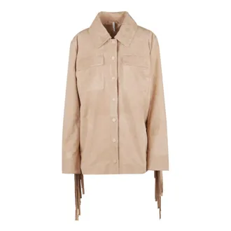 Liviana Conti Leather Jackets, female, Beige, Size: M Malcom Jacket