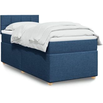 vidaXL Cama Box Spring Con Colch&oacute;n Tela Azul 100x200 Cm Vidaxl