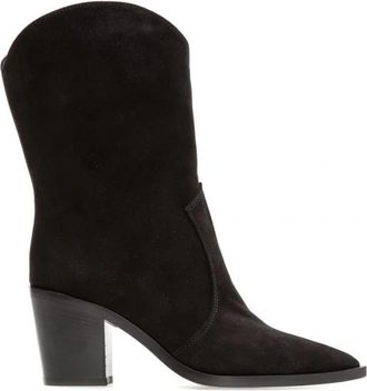 Gianvito Rossi Klassieke Enkellaarzen van Zwart Leer - Dames - Cowboylaarzen - Zwart - 36 EU - Leer - Schoenen